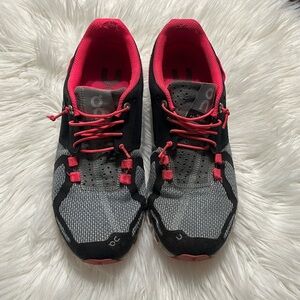 On Running Gray and Pink Women's Running Shoes